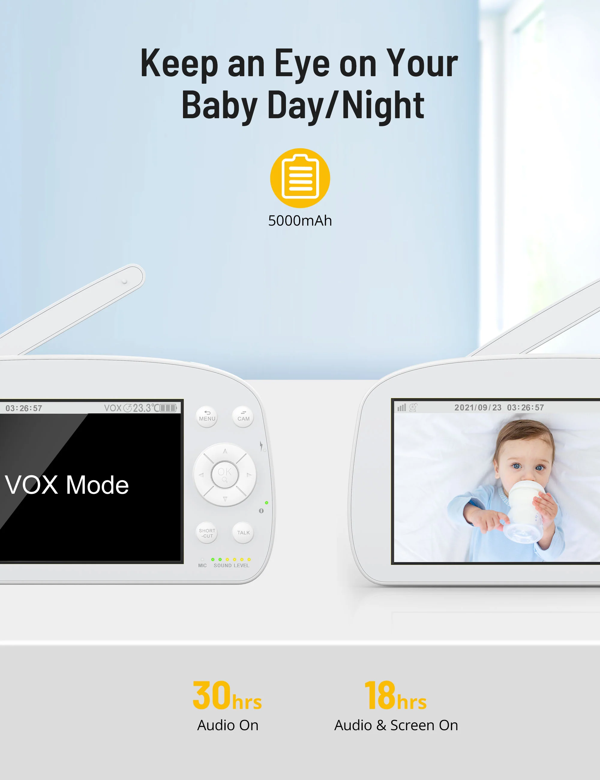 1080P Baby Monitor PE-IH004, With Camera and Audio Split Screen - Image 3