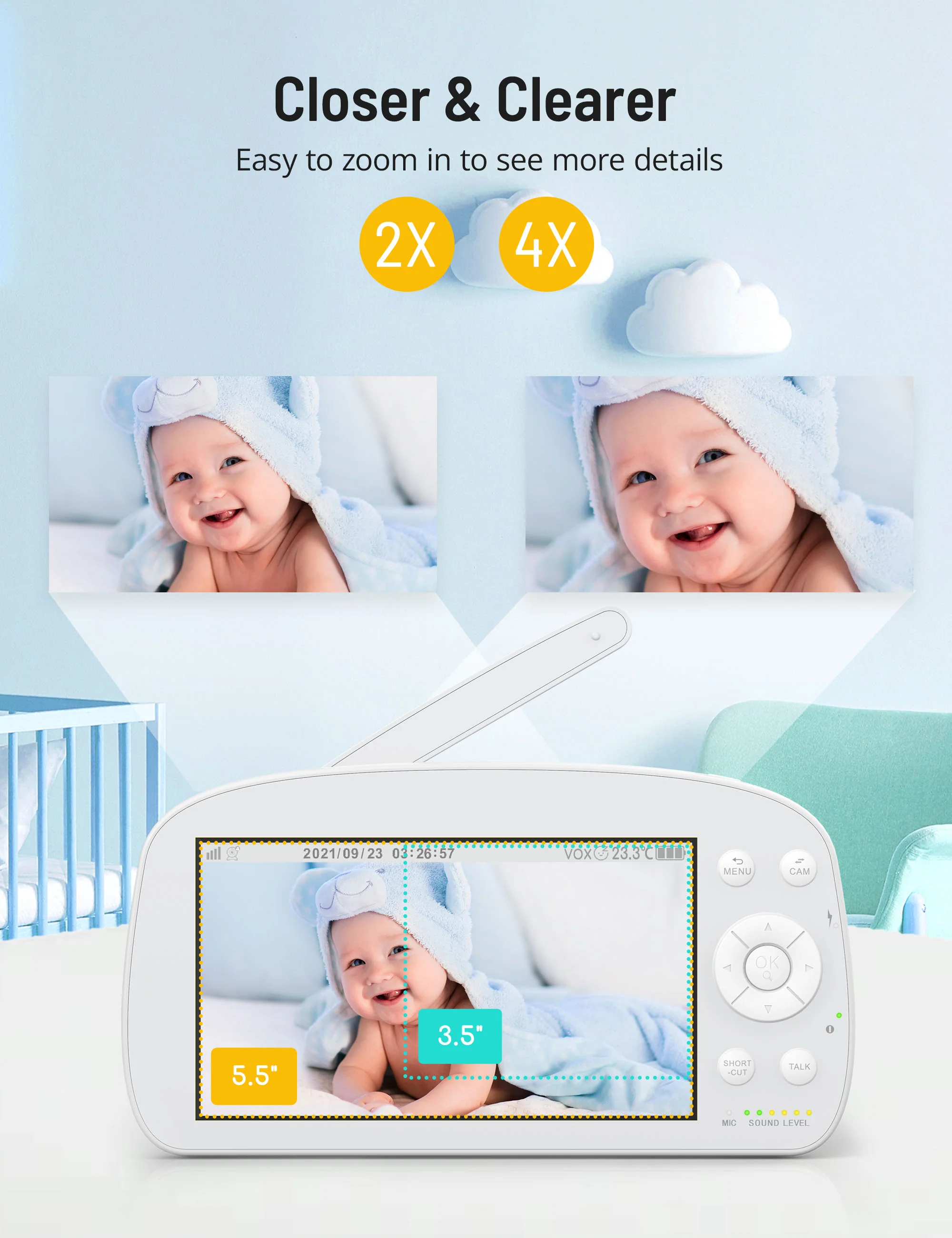 1080P Baby Monitor PE-IH004, With Camera and Audio Split Screen - Image 6