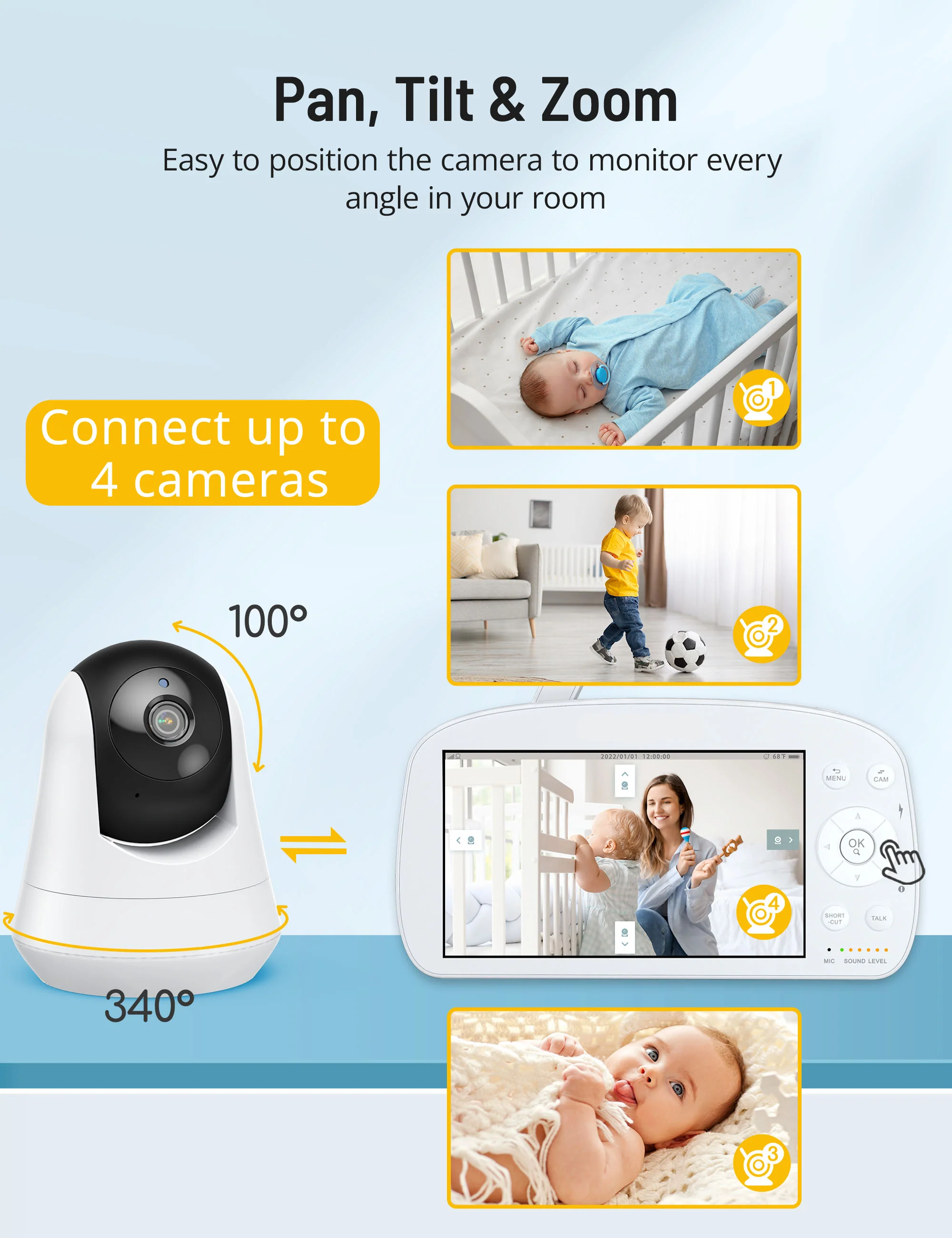 1080P Baby Monitor PE-IH004, With Camera and Audio Split Screen - Image 7