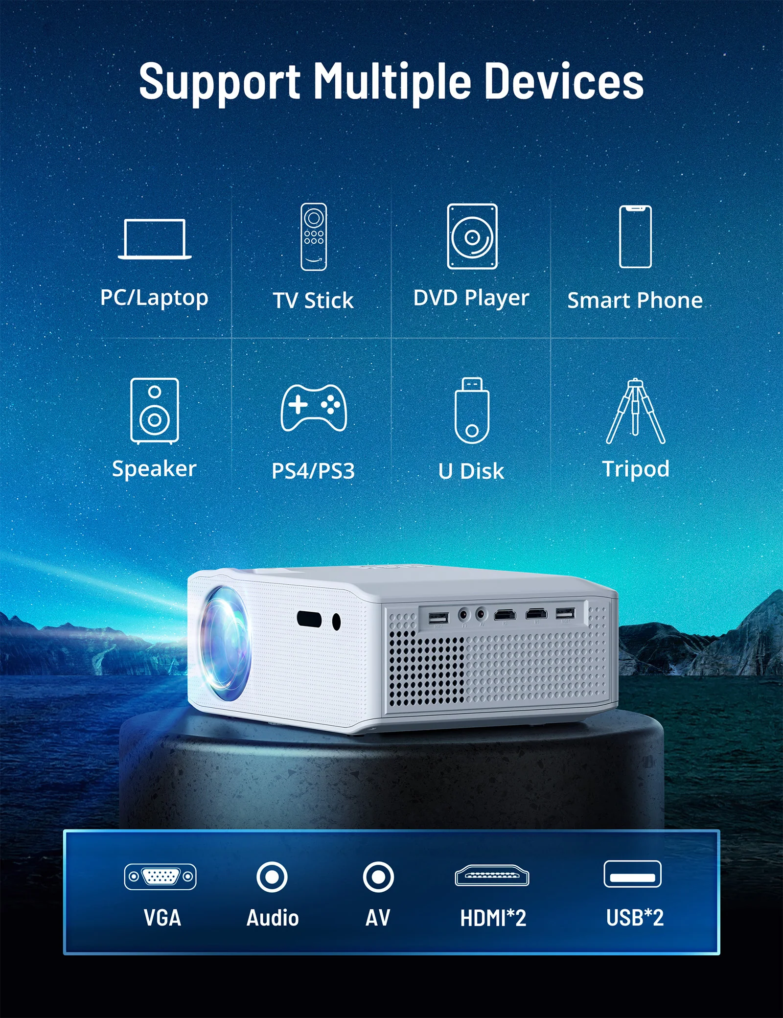 1080P WIFI Projector with Bluetooth Supported PE-SP001 - Image 10