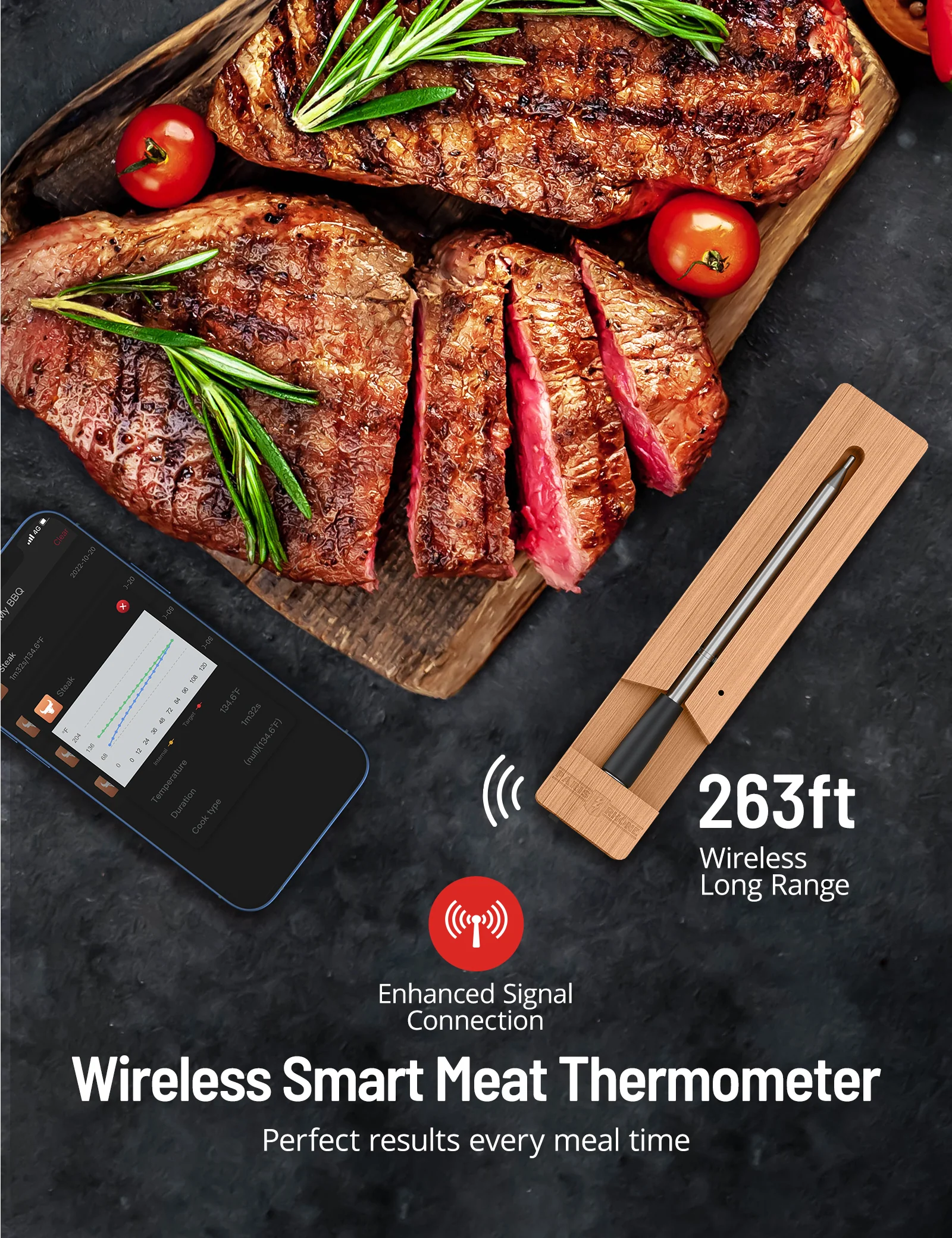 Meat Thermometer TM001, Advanced APP Cooking Guides Wireless - Image 8