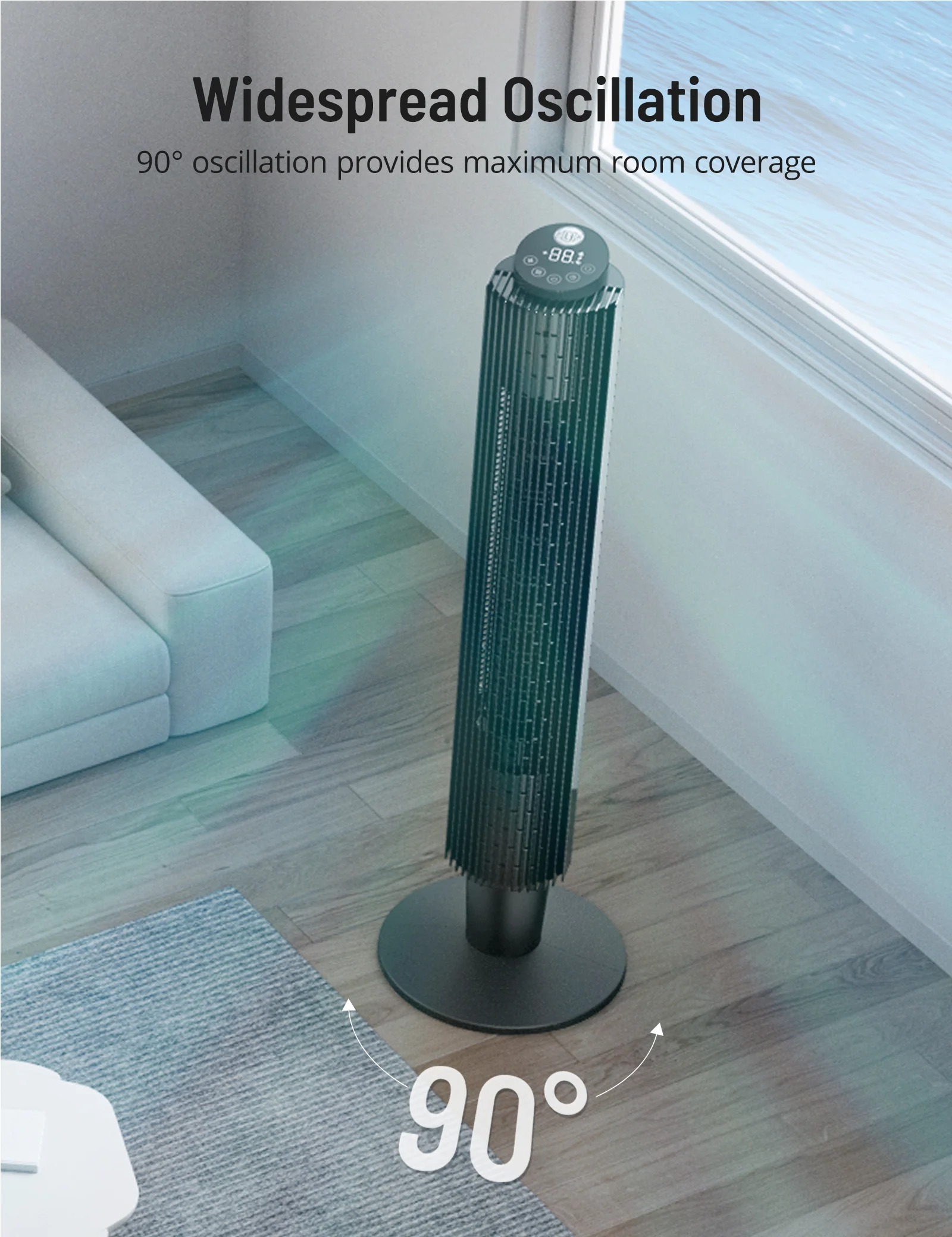 TaoTronics Oscillating Tower Fan PE-TF005, 42” or 36” Height Adjustable - Image 5