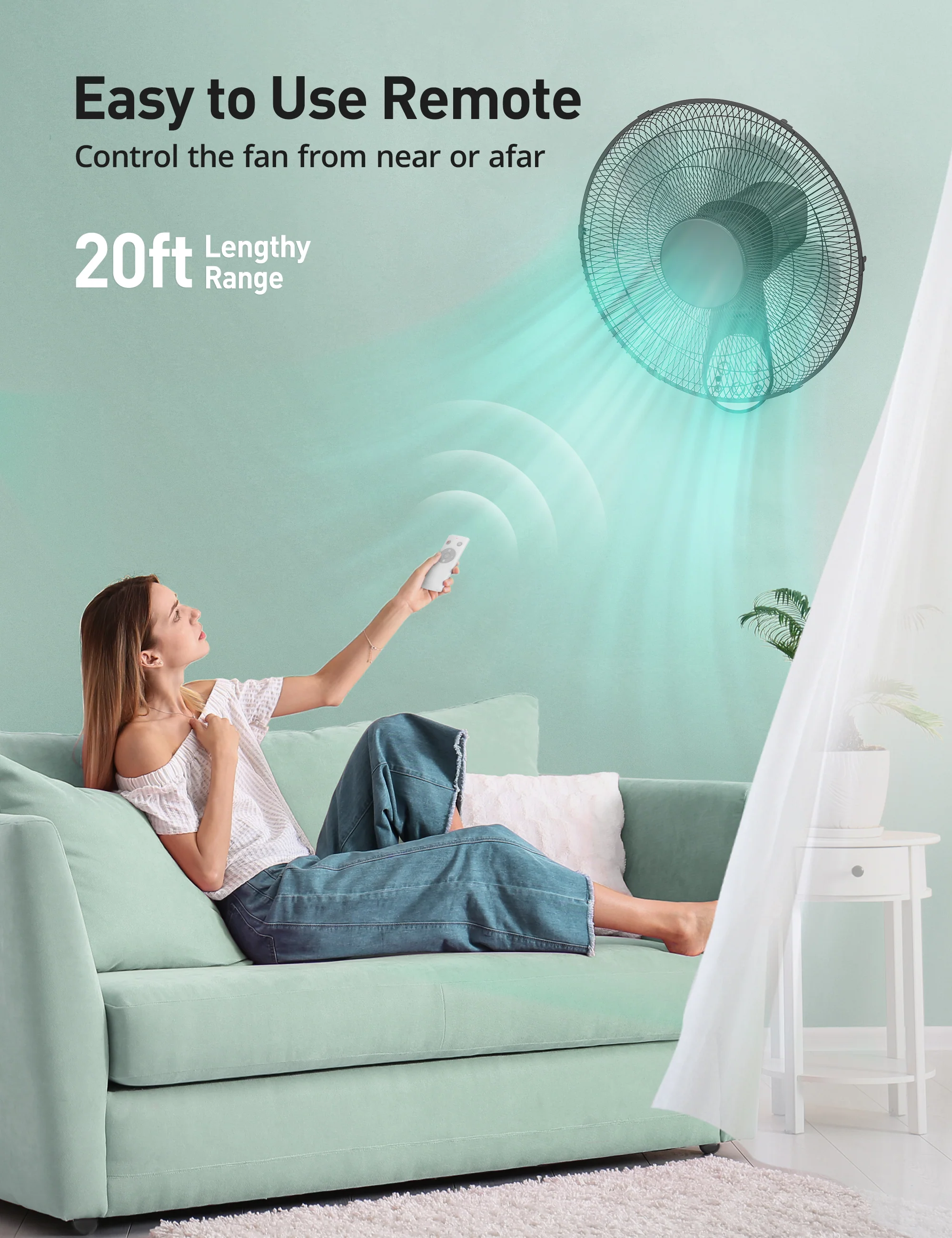 90° Oscillation Powerful 2100 CFM Wall Fan - Image 5