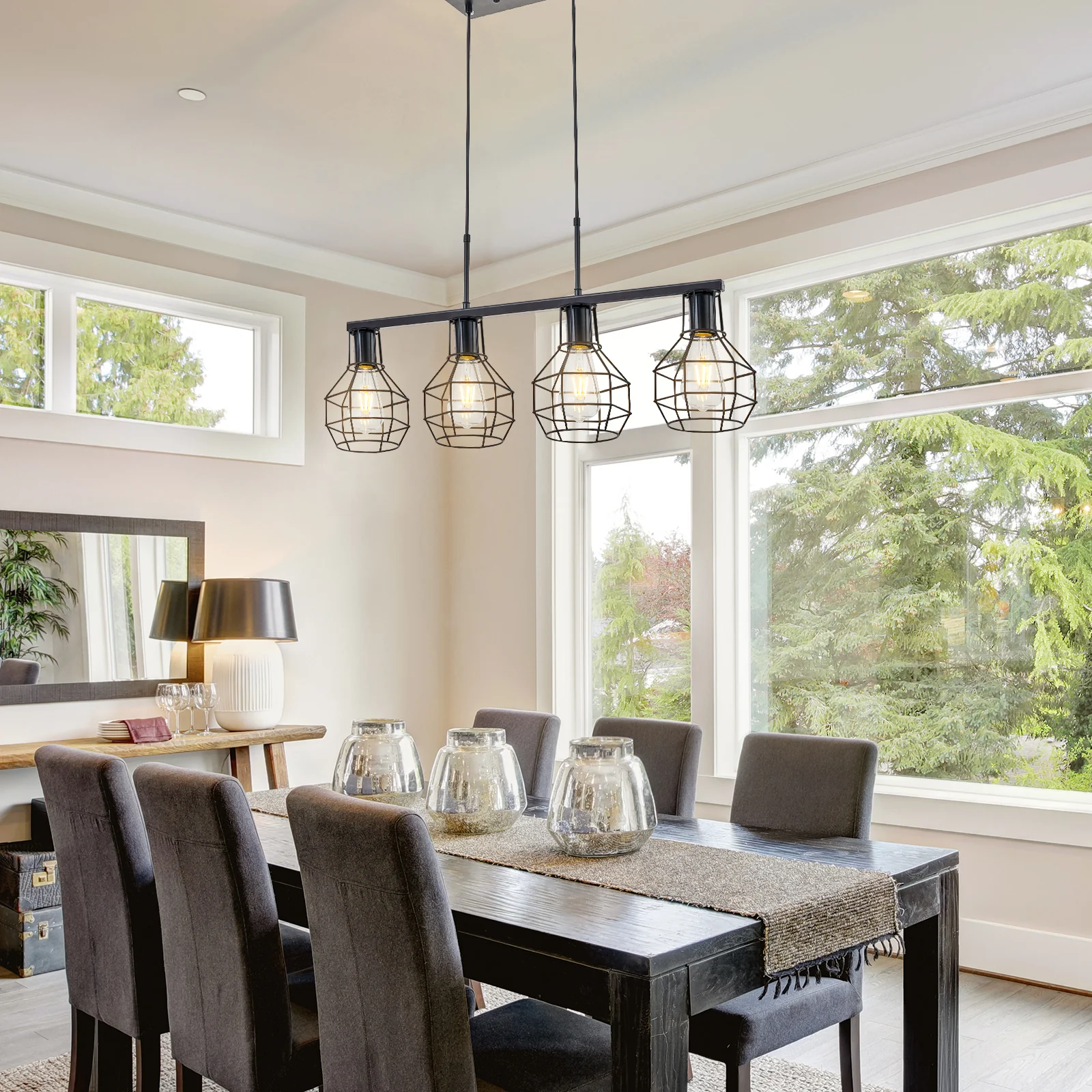 TaoTronics 4-Light Kitchen Island Lighting Adjustable Height Pendant Light Fixtures - Image 3