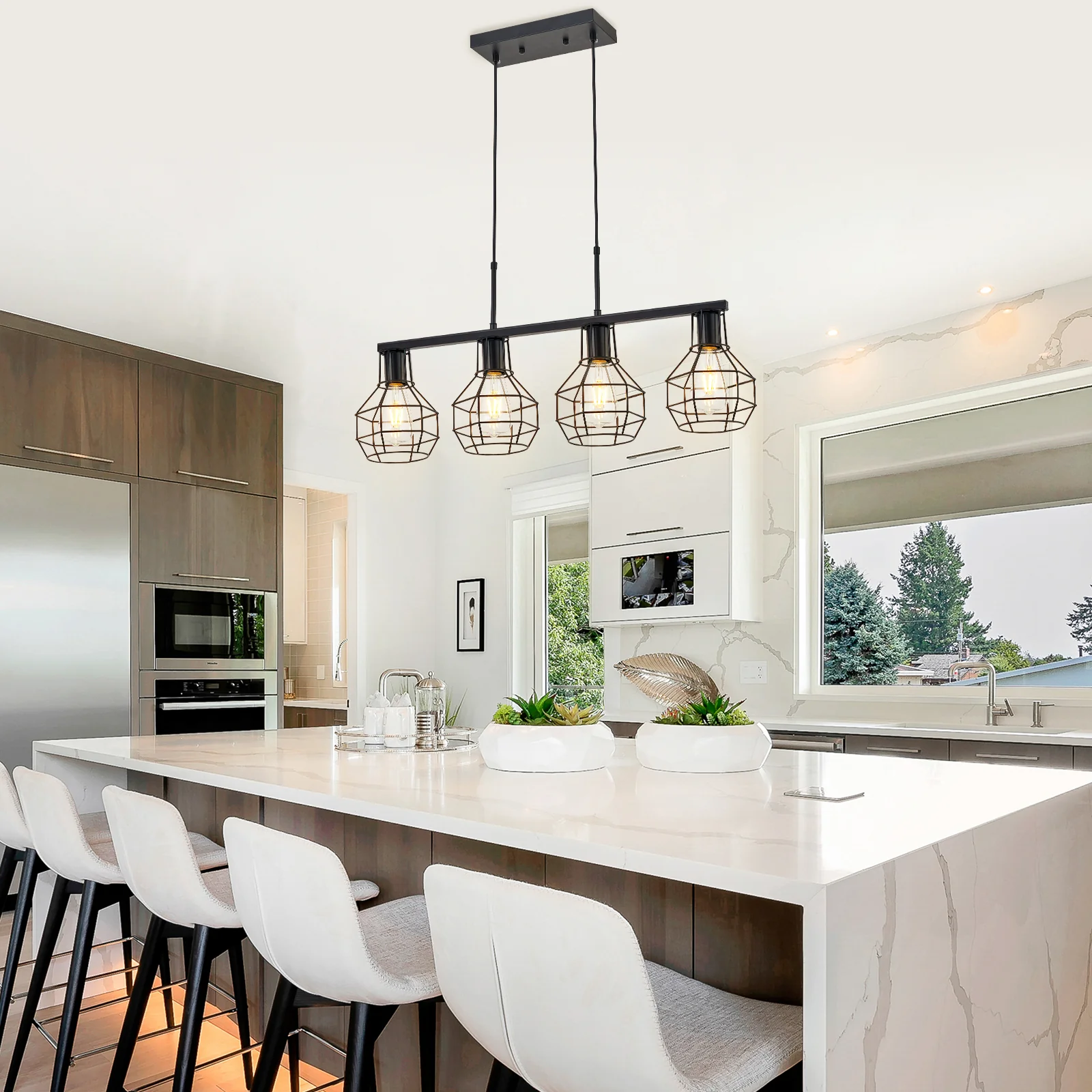 TaoTronics 4-Light Kitchen Island Lighting Adjustable Height Pendant Light Fixtures - Image 9