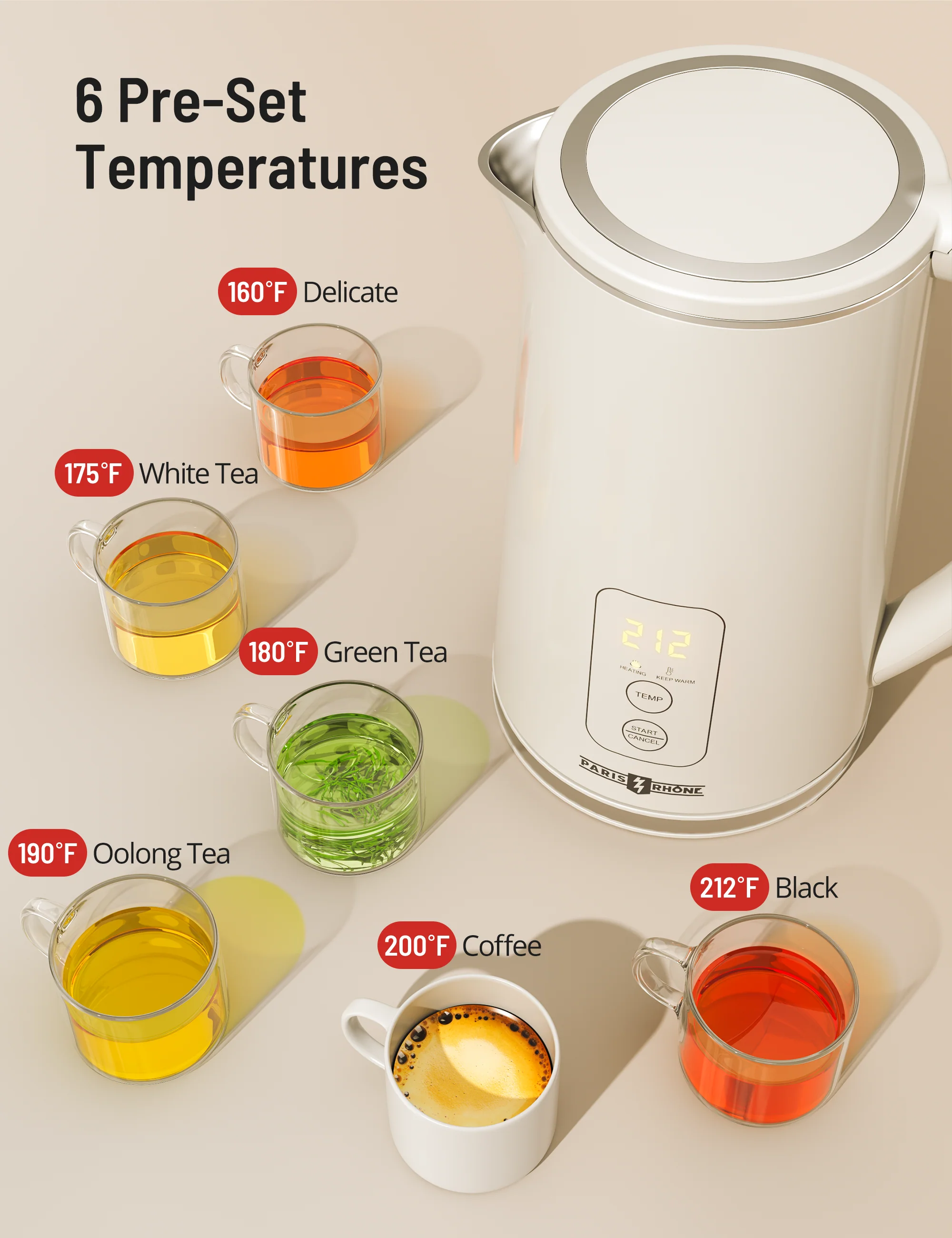 TaoTronics Electric Kettle 1.7L 1500W for Tea and Coffee, BPA-Free, Auto Shut-Off PE-EK022 - Image 8