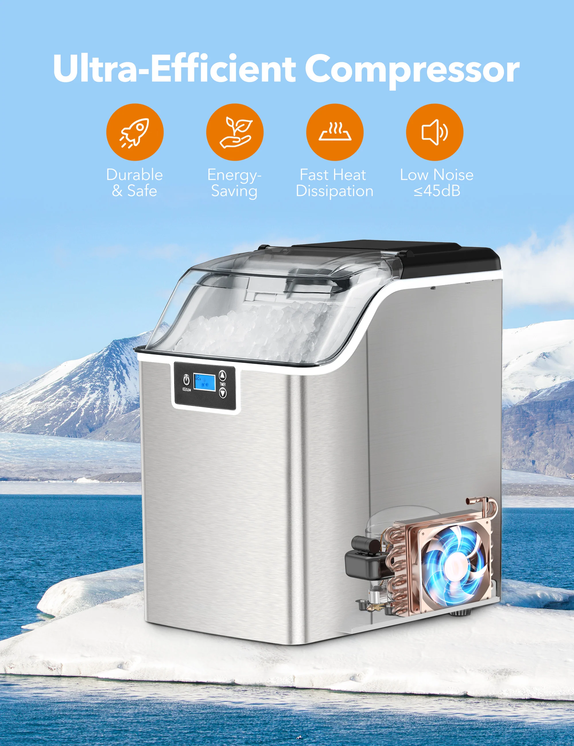 TaoTronics Ice Maker NB-IC001, Smart Countertop Compact Machine with One Click - Image 8