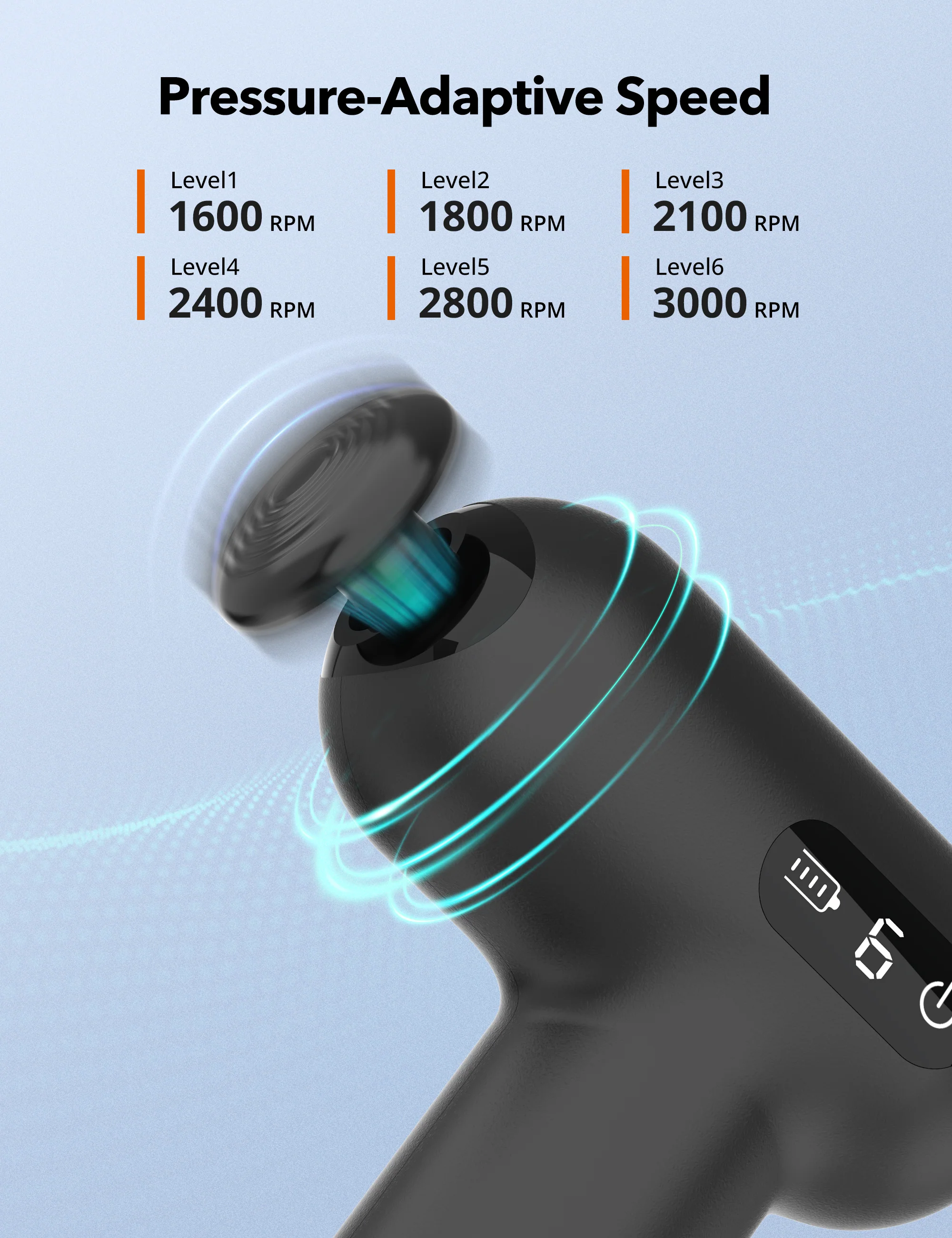 TaoTronics | Massage Gun TT-PCA005, LED Touch Control Massager - Image 12