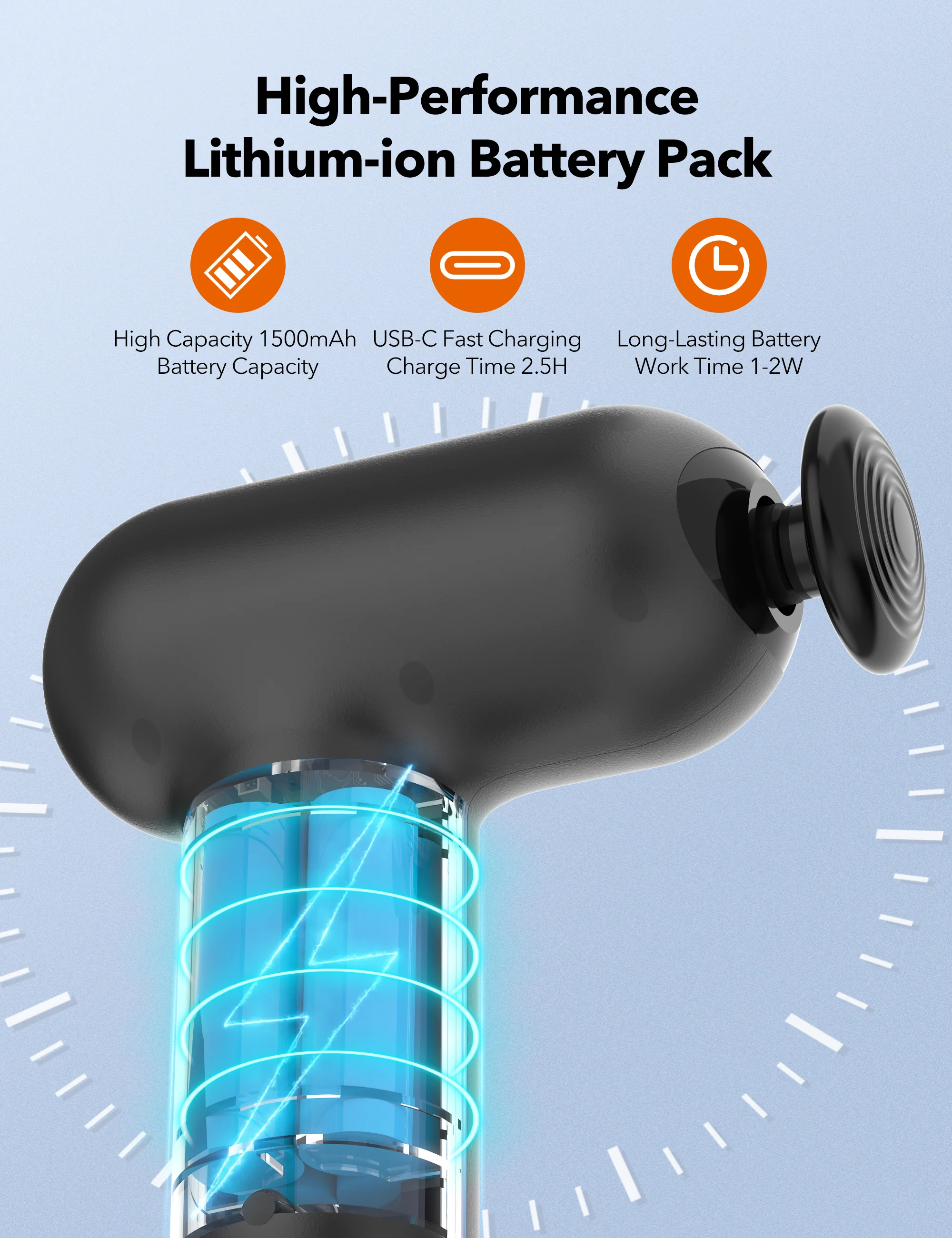 TaoTronics | Massage Gun TT-PCA005, LED Touch Control Massager - Image 16