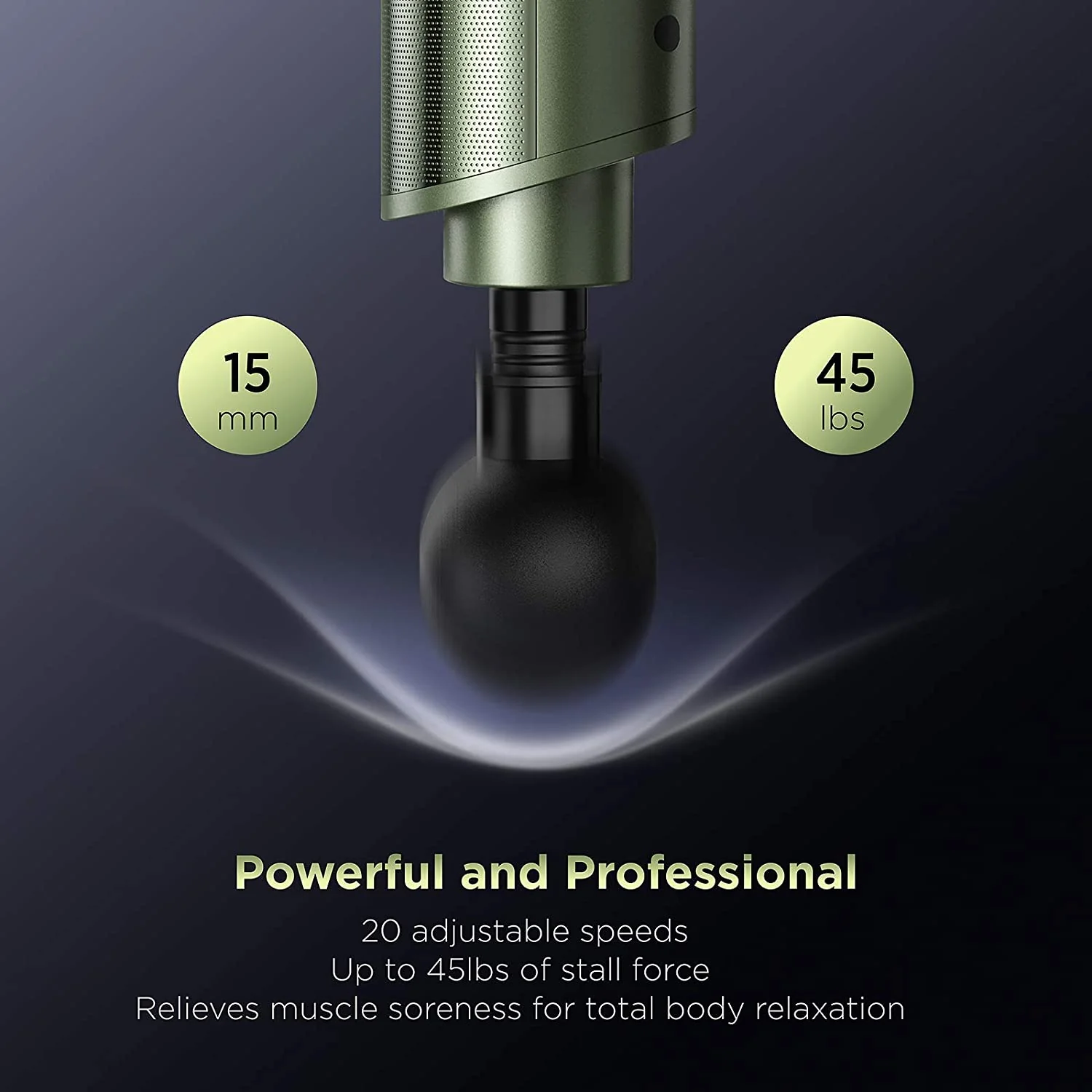 TaoTronics | Massage Gun PCA004, Deep Tissue Percussion Massager with 20 Adjustable Speeds and 6 Heads - Image 3