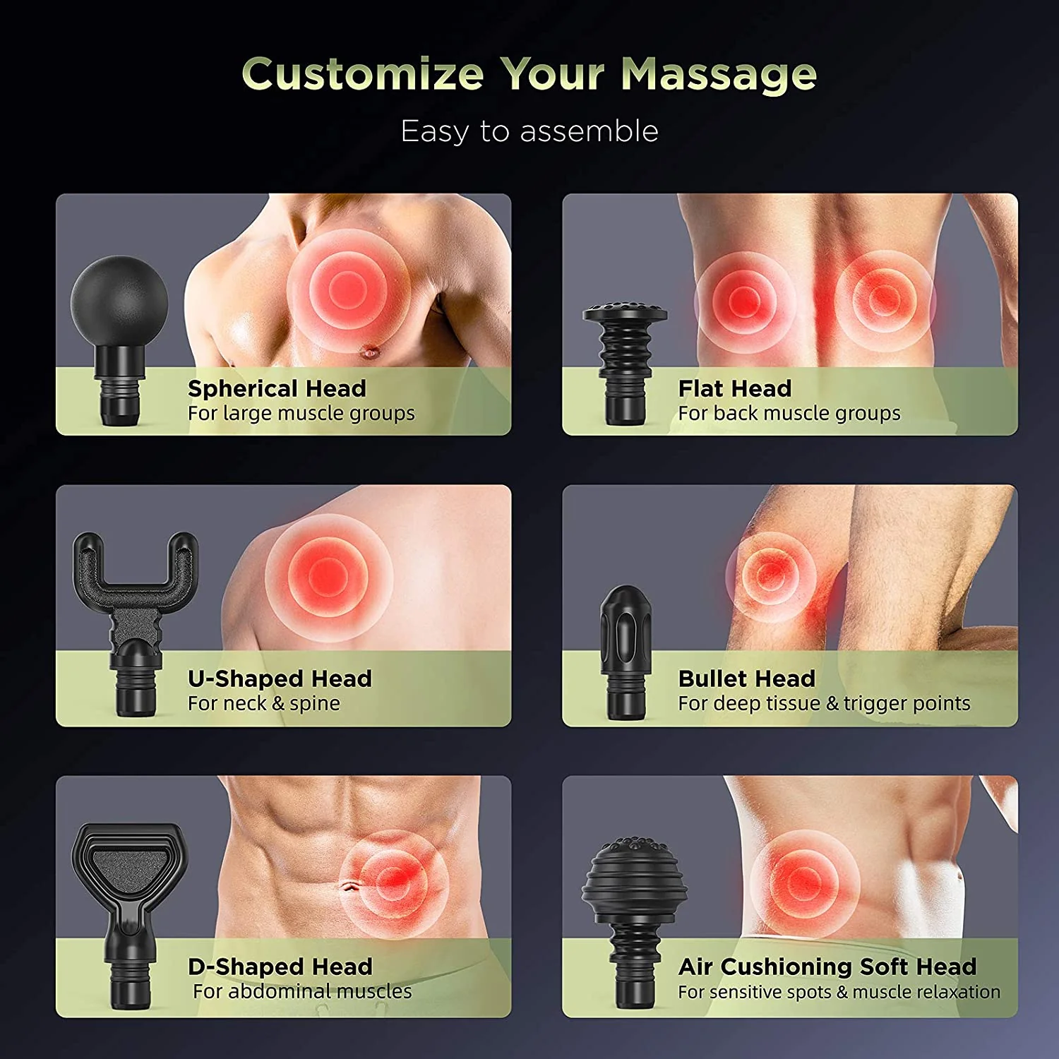 TaoTronics | Massage Gun PCA004, Deep Tissue Percussion Massager with 20 Adjustable Speeds and 6 Heads - Image 5