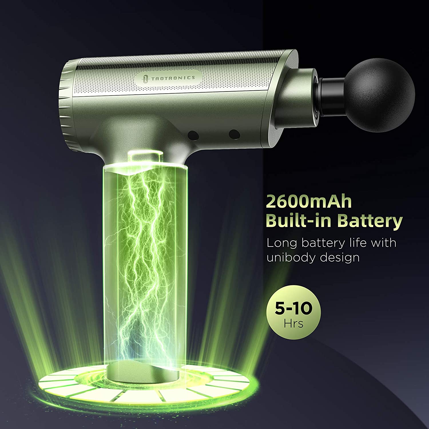 TaoTronics | Massage Gun PCA004, Deep Tissue Percussion Massager with 20 Adjustable Speeds and 6 Heads - Image 6