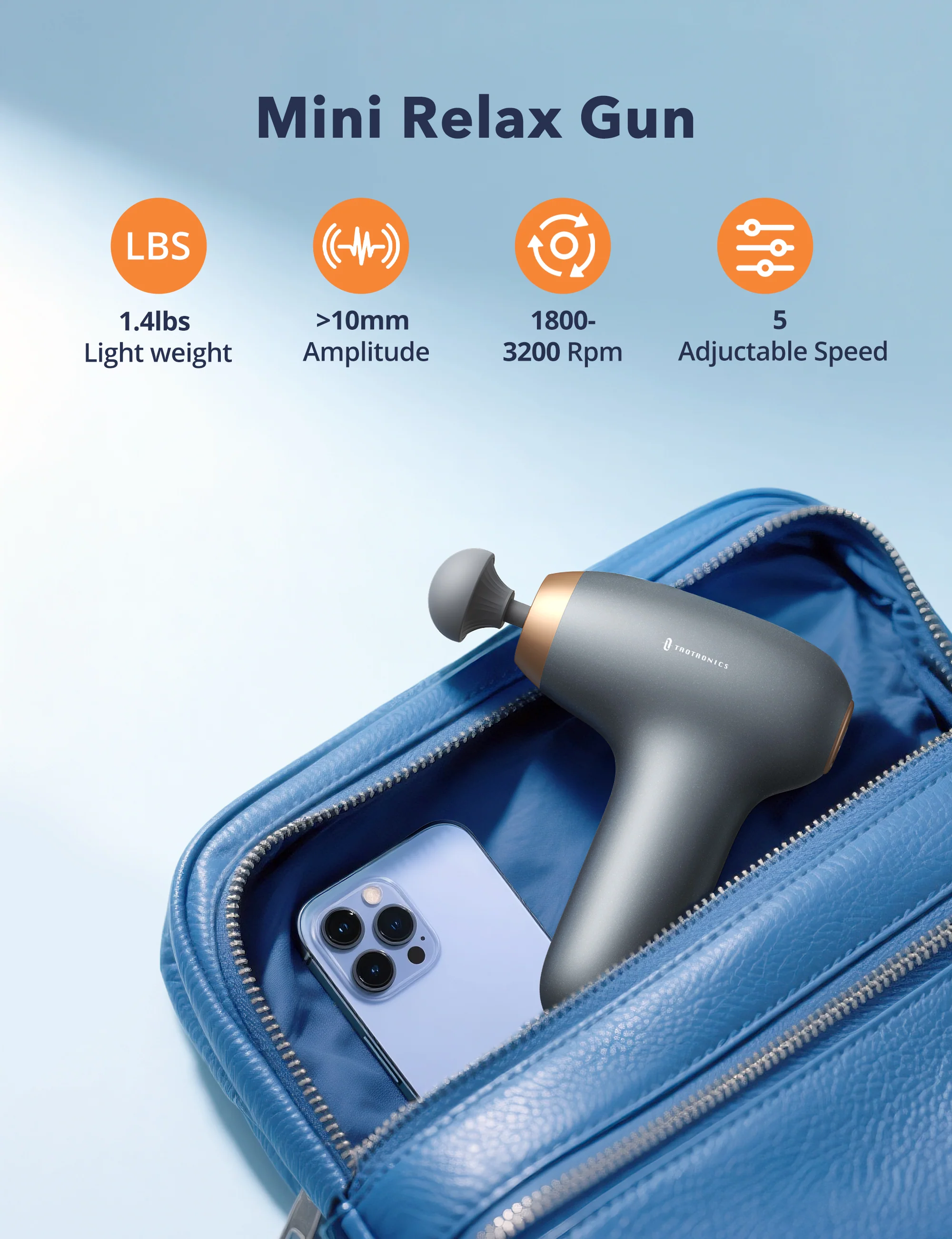 TaoTronics | Massage Gun TT-PCA006, Ergonomic Self-Care Mini Relax Massage Gun - Image 14