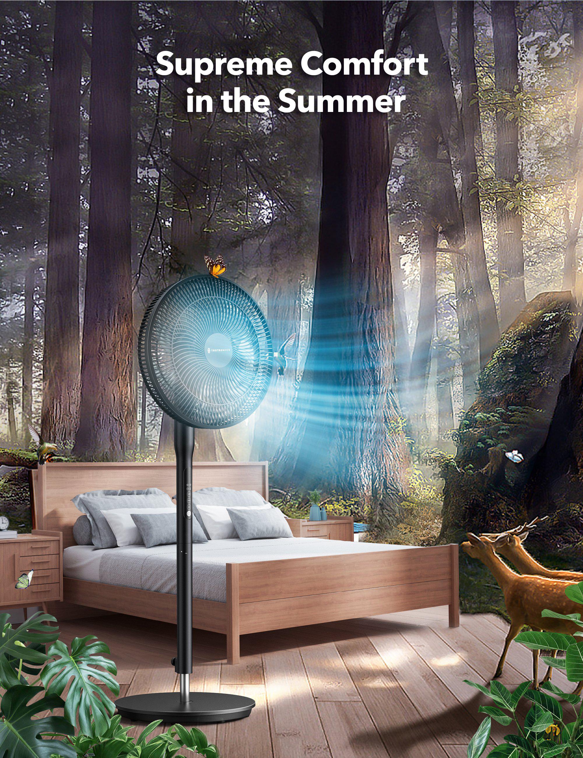 TaoTronics Pedestal Fan TT-TF009, Oscillating Standing Fan with Remote, 8-Hour Timer, 3 Wind Modes, 9 Speed Levels - Image 5