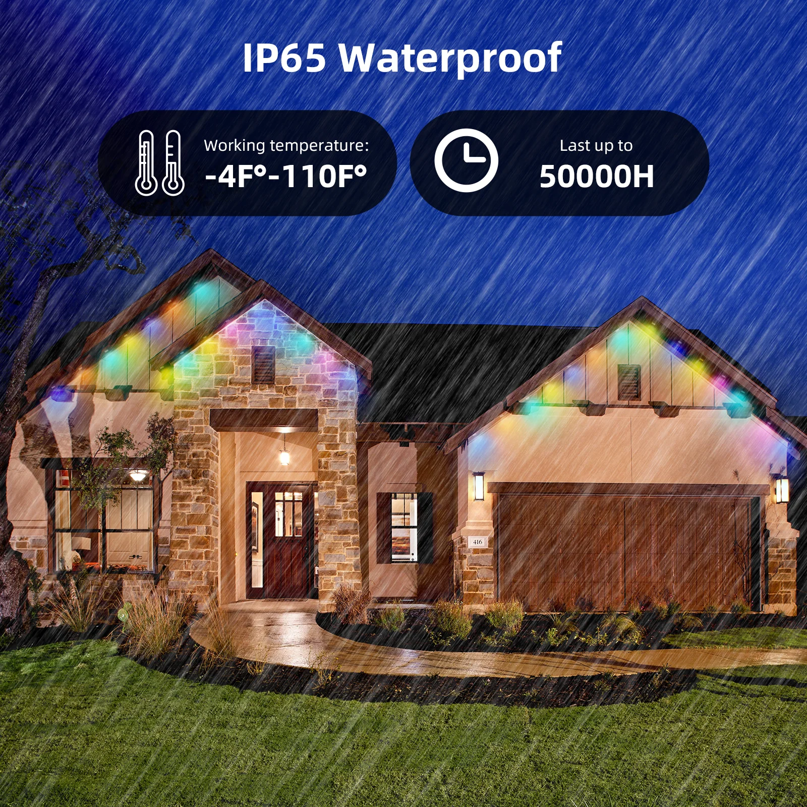 TaoTronics RGBIC Smart Permanent Outdoor Flood Lights 100ft NB-OL013 - Image 12