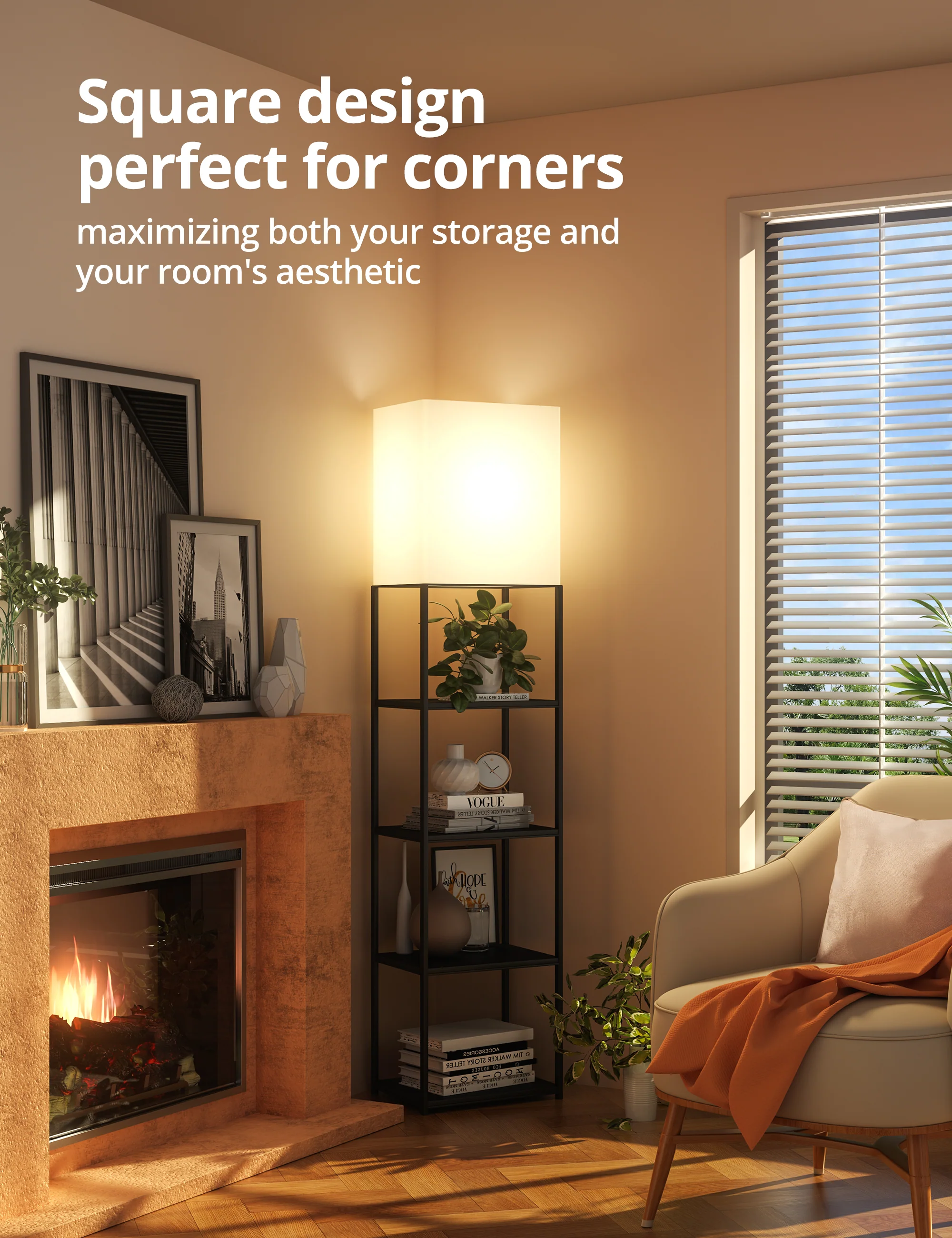 TaoTronics Smart RGB Floor Lamp with Shelves NB-DL005, Dimmable Solid Wood Standing Lamp with 2 Smart Bulbs - Image 8