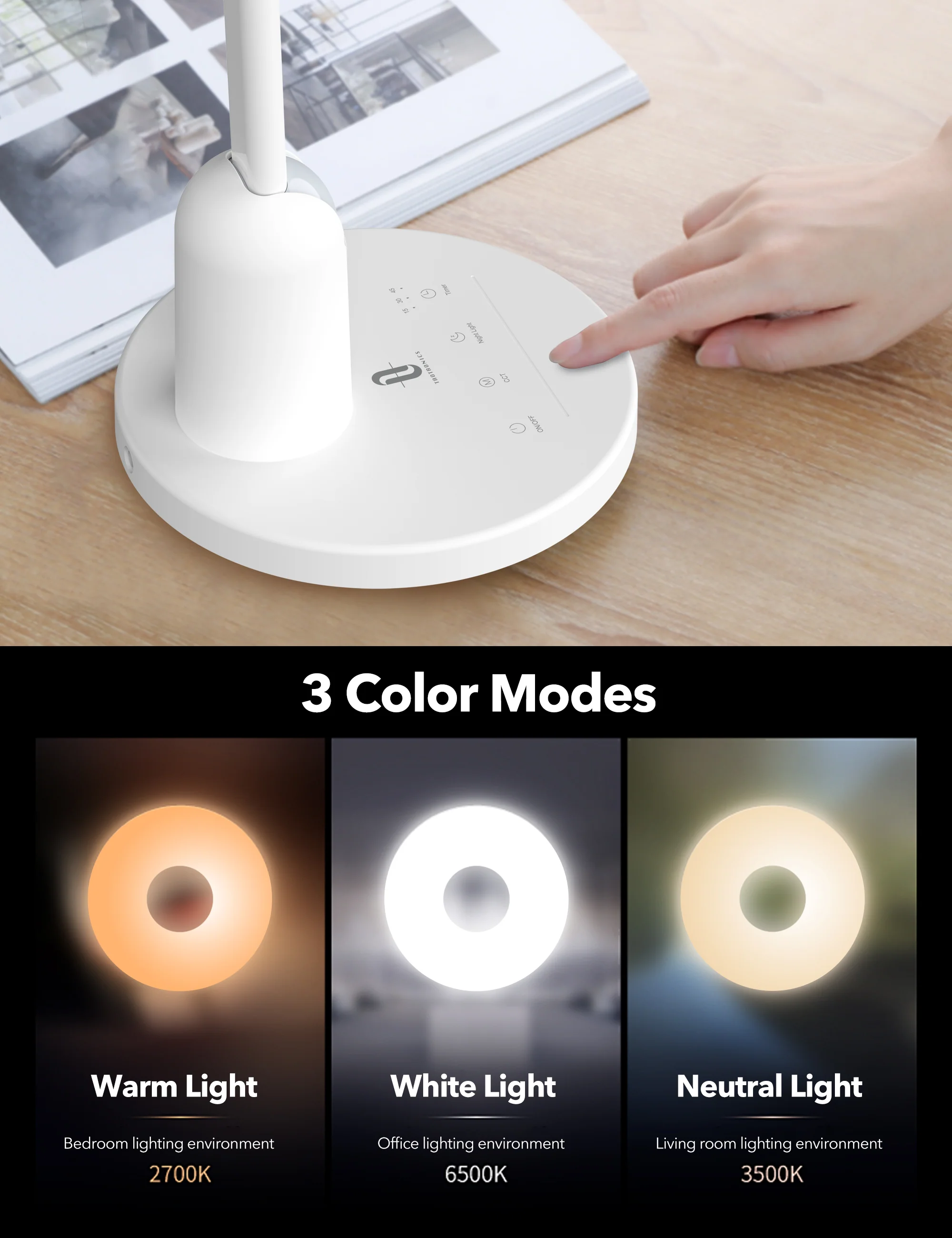 TaoTronics | Jupiter L1 Full spectrum Plastic Desk Lamp TT-DL1055 - Image 5
