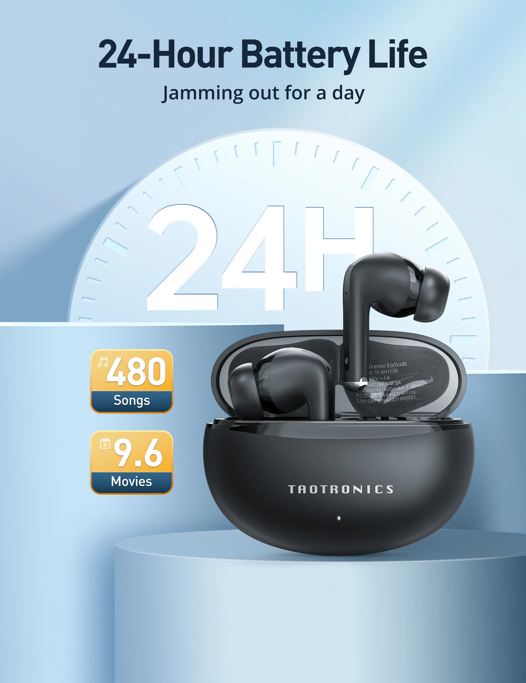 TaoTronics Wireless Earbuds BH1118, 25 dB Noise Cancelling 24H Playtime IPX5 Pass-Through Mode 4 Mic ENC - Image 9