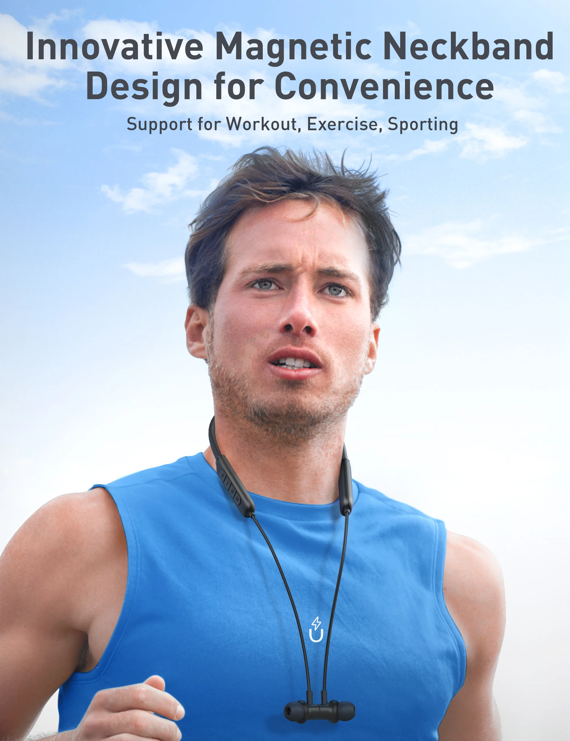 Taotronics | NB-BH115 Wireless Neckband Earbuds with Mics Bluetooth 5.3 Magnetic Headphones - Image 3