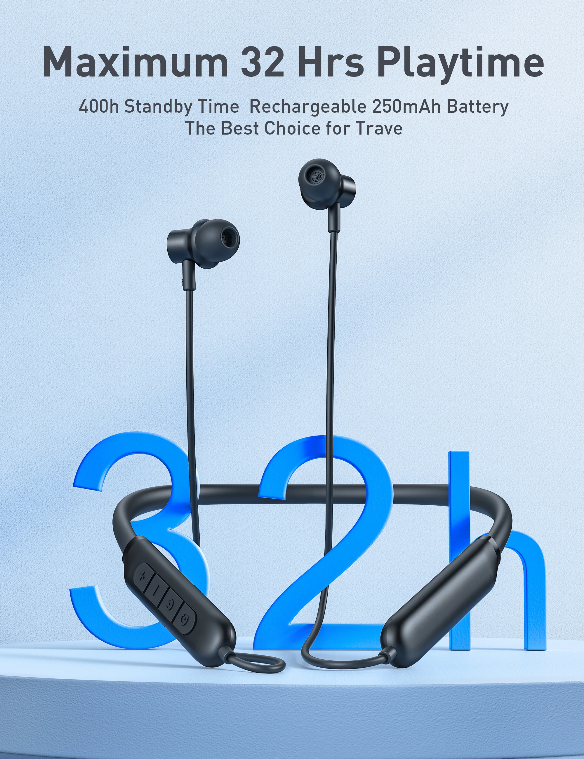 Taotronics | NB-BH115 Wireless Neckband Earbuds with Mics Bluetooth 5.3 Magnetic Headphones - Image 8