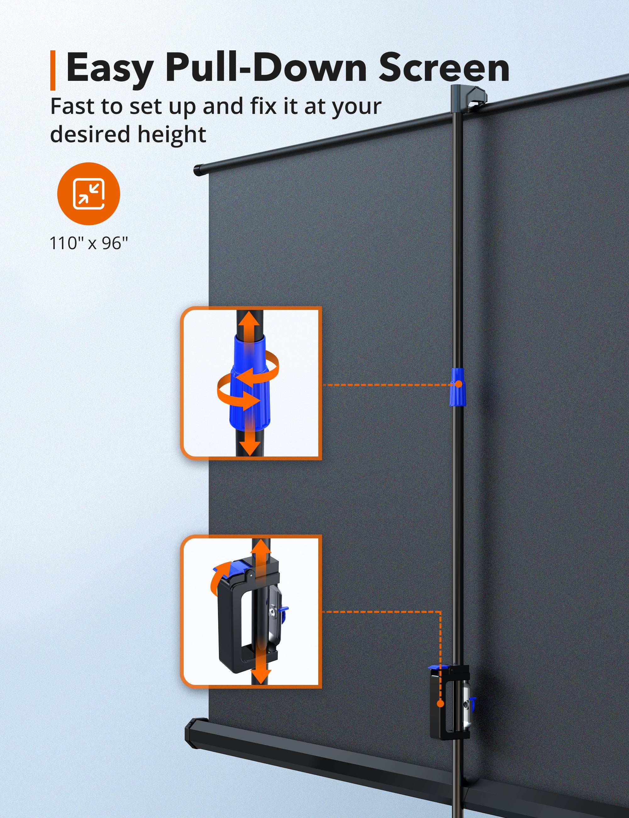TaoTronics TT-HP021 Portable Projector Screens 120" with Stand Support 4K HD - Image 3