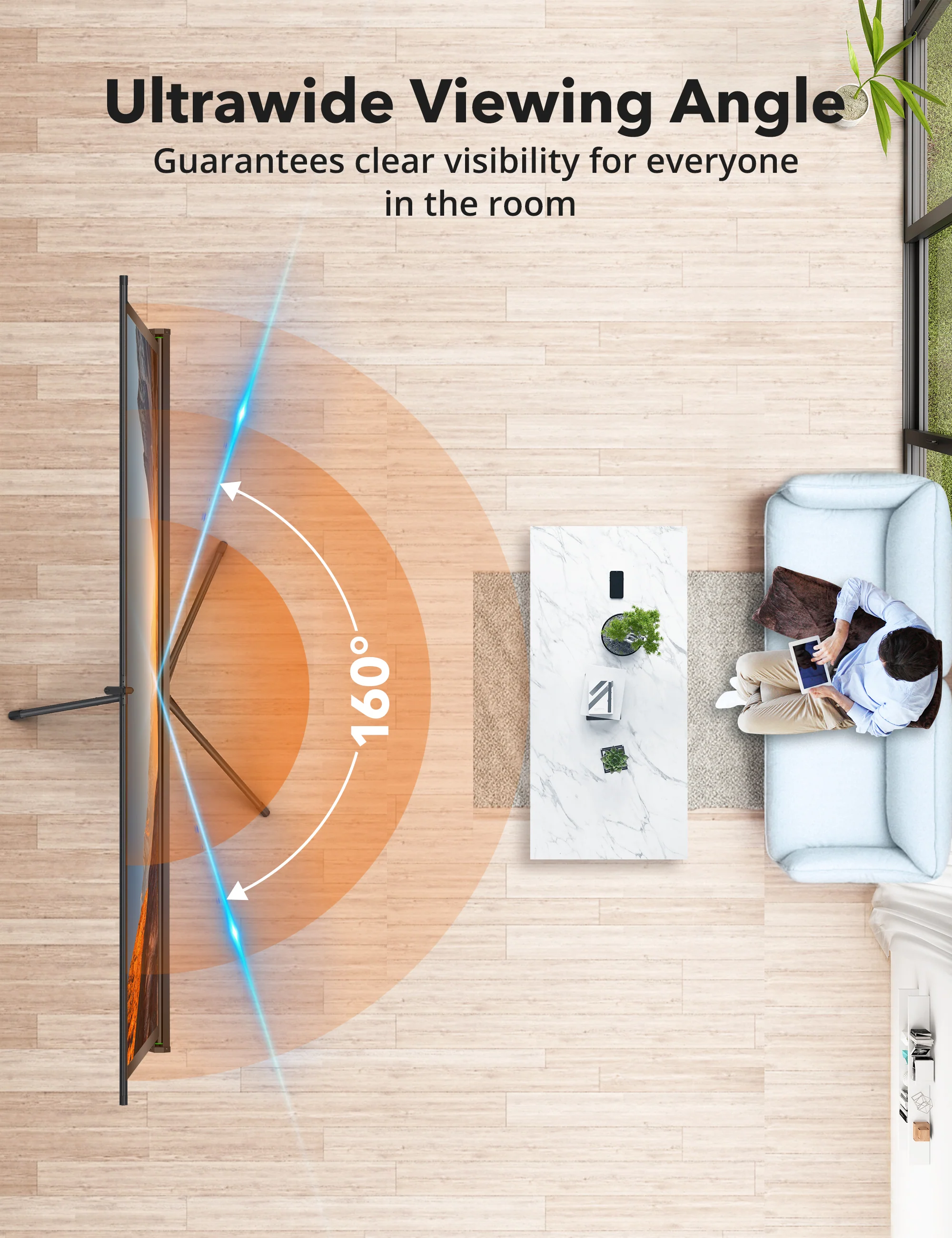 TaoTronics TT-HP021 Portable Projector Screens 120" with Stand Support 4K HD - Image 5