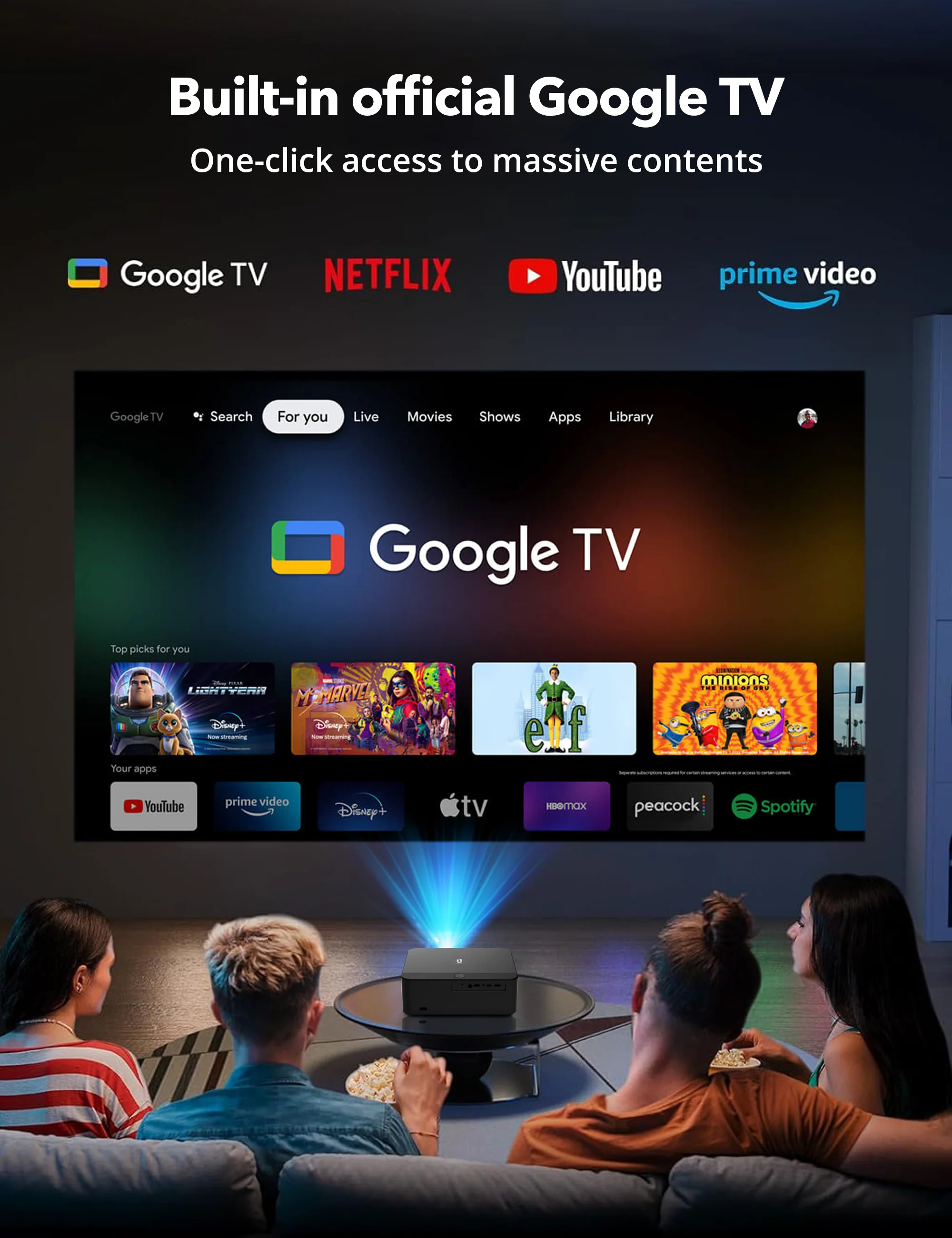 TaoTronics | Smart 4K Projector Google TV Wi-Fi 6 Auto Adjust TT-SP011 - Image 4