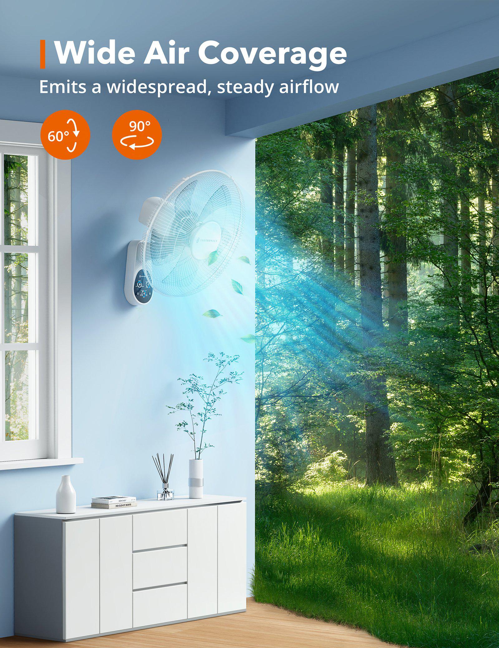 TaoTronics Wall Mount Fan TT-TF011, 16"5 Blades 5 Speeds Electric Fan with Remote Control - Image 6