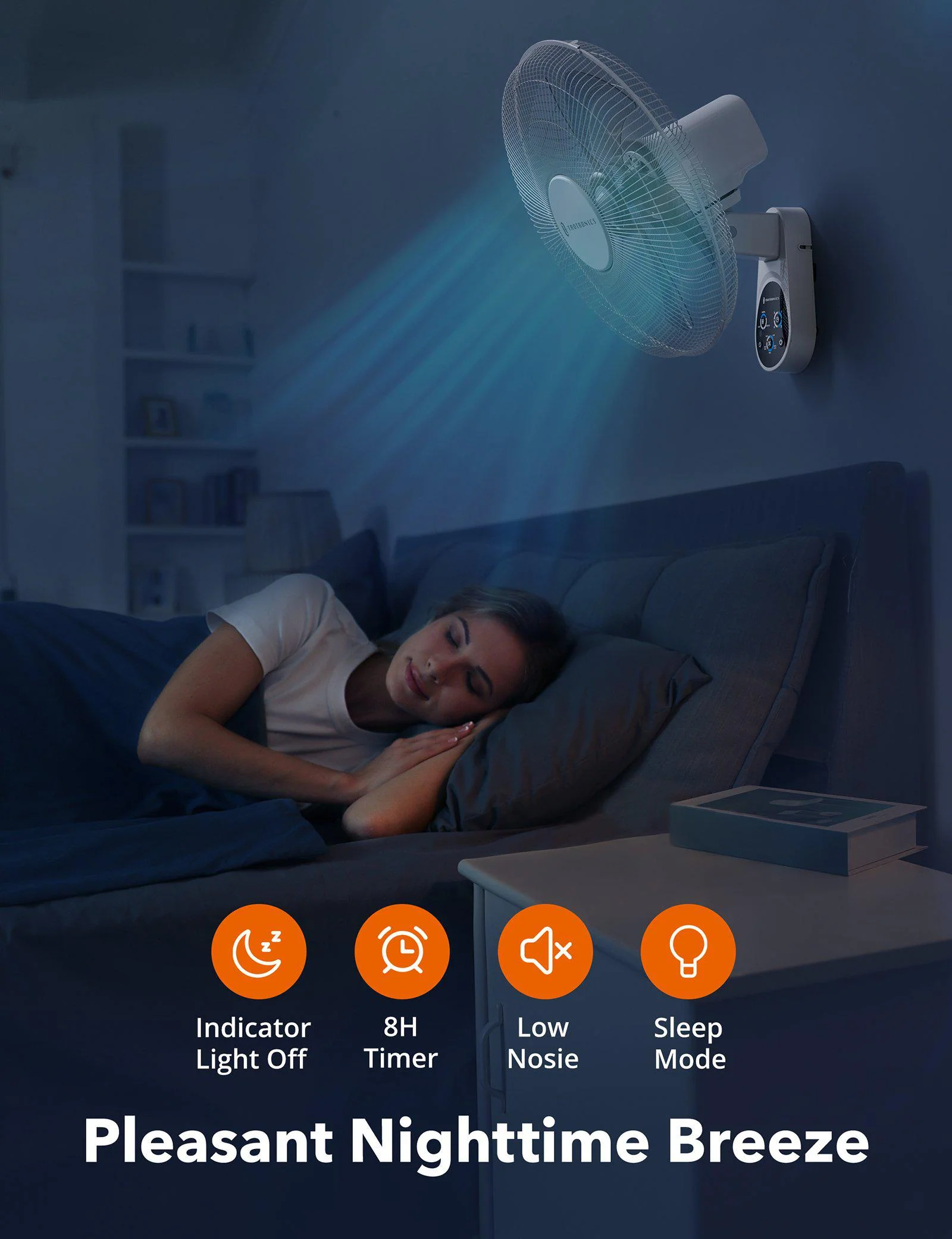 TaoTronics Wall Mount Fan TT-TF011, 16"5 Blades 5 Speeds Electric Fan with Remote Control - Image 7