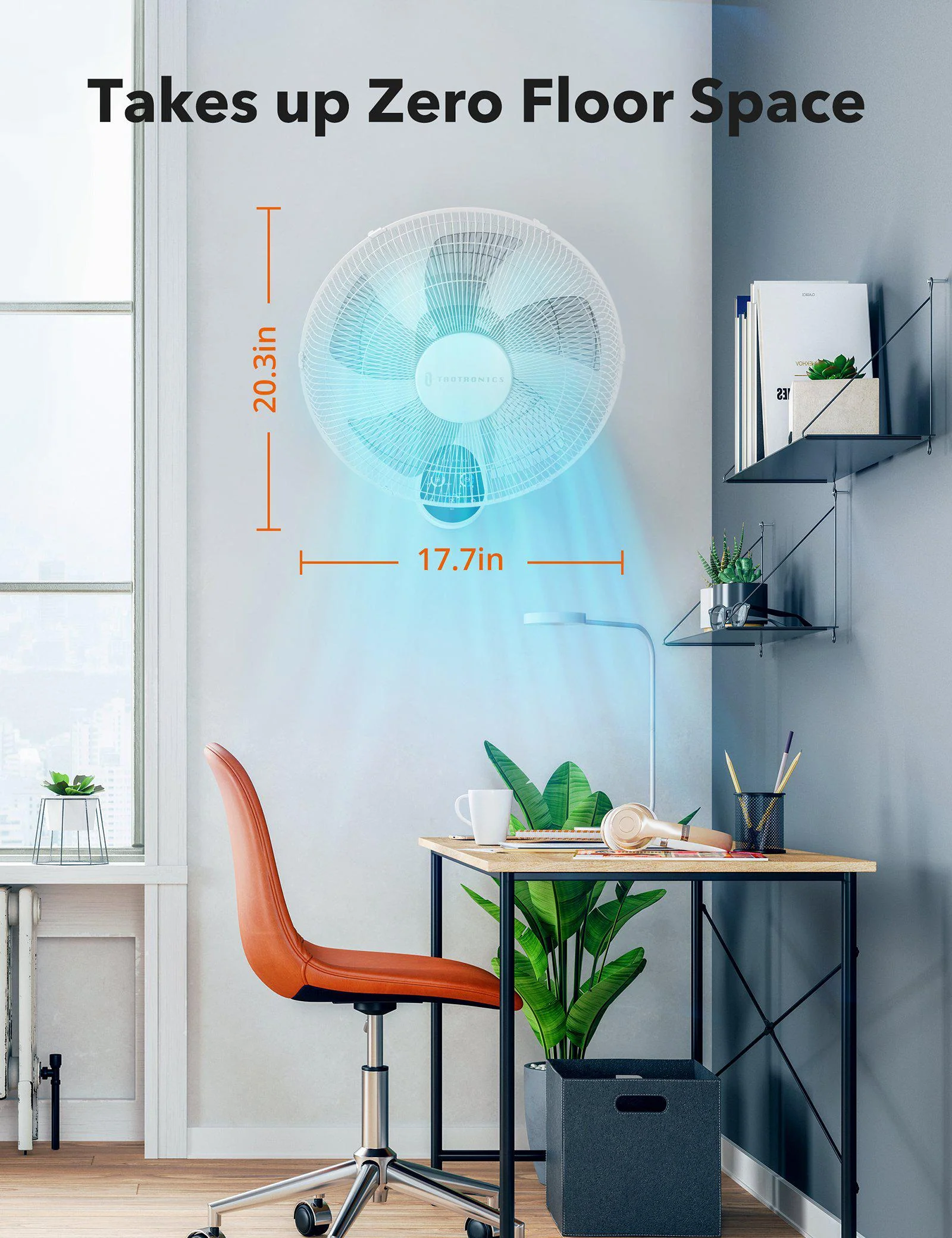 TaoTronics Wall Mount Fan TT-TF011, 16"5 Blades 5 Speeds Electric Fan with Remote Control - Image 8