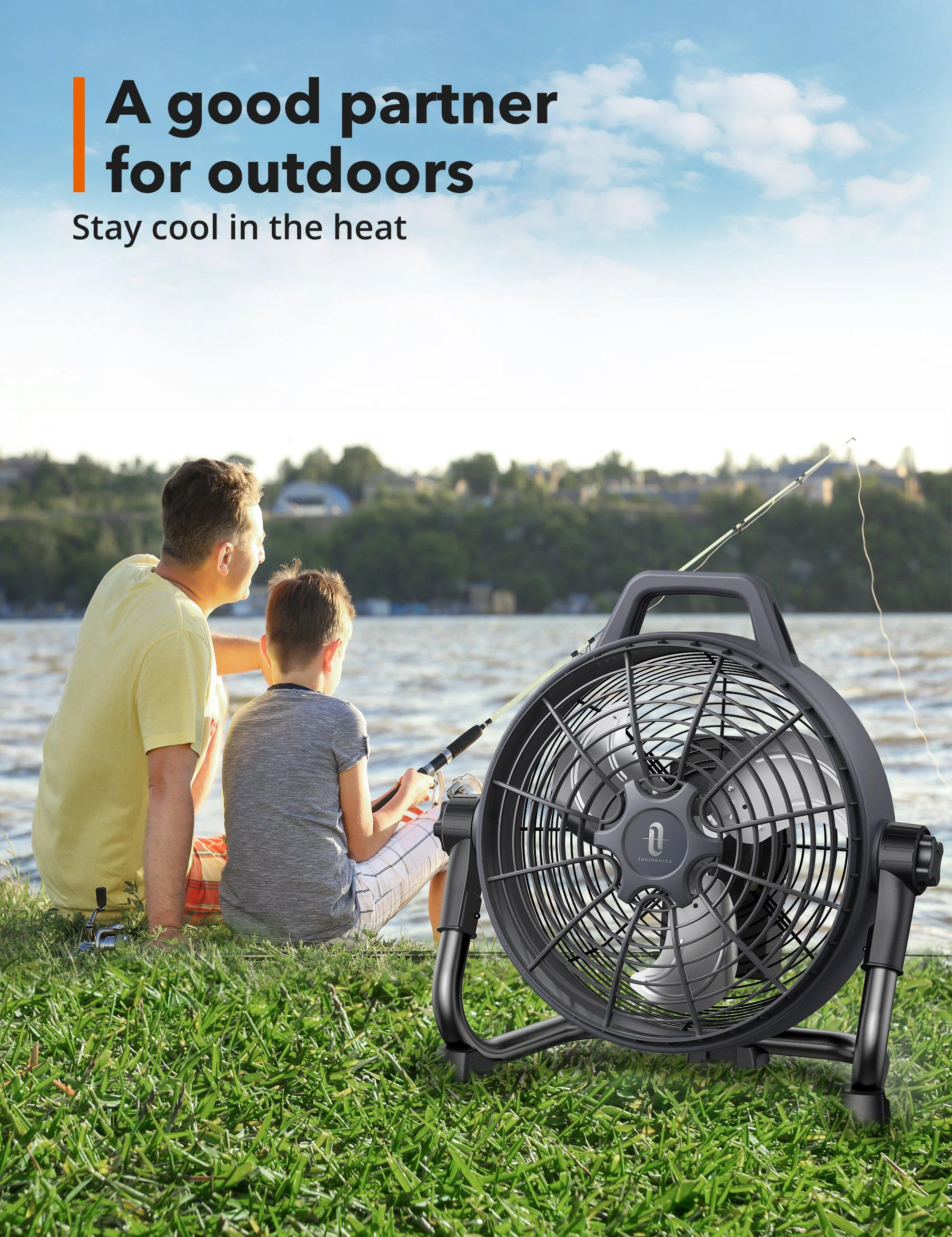 TaoTronics Floor Fan TT-TF013, 17850mAh Battery Outdoor Portable Fab, Stepless Speed Control, 220° Adjustable Head - Image 7